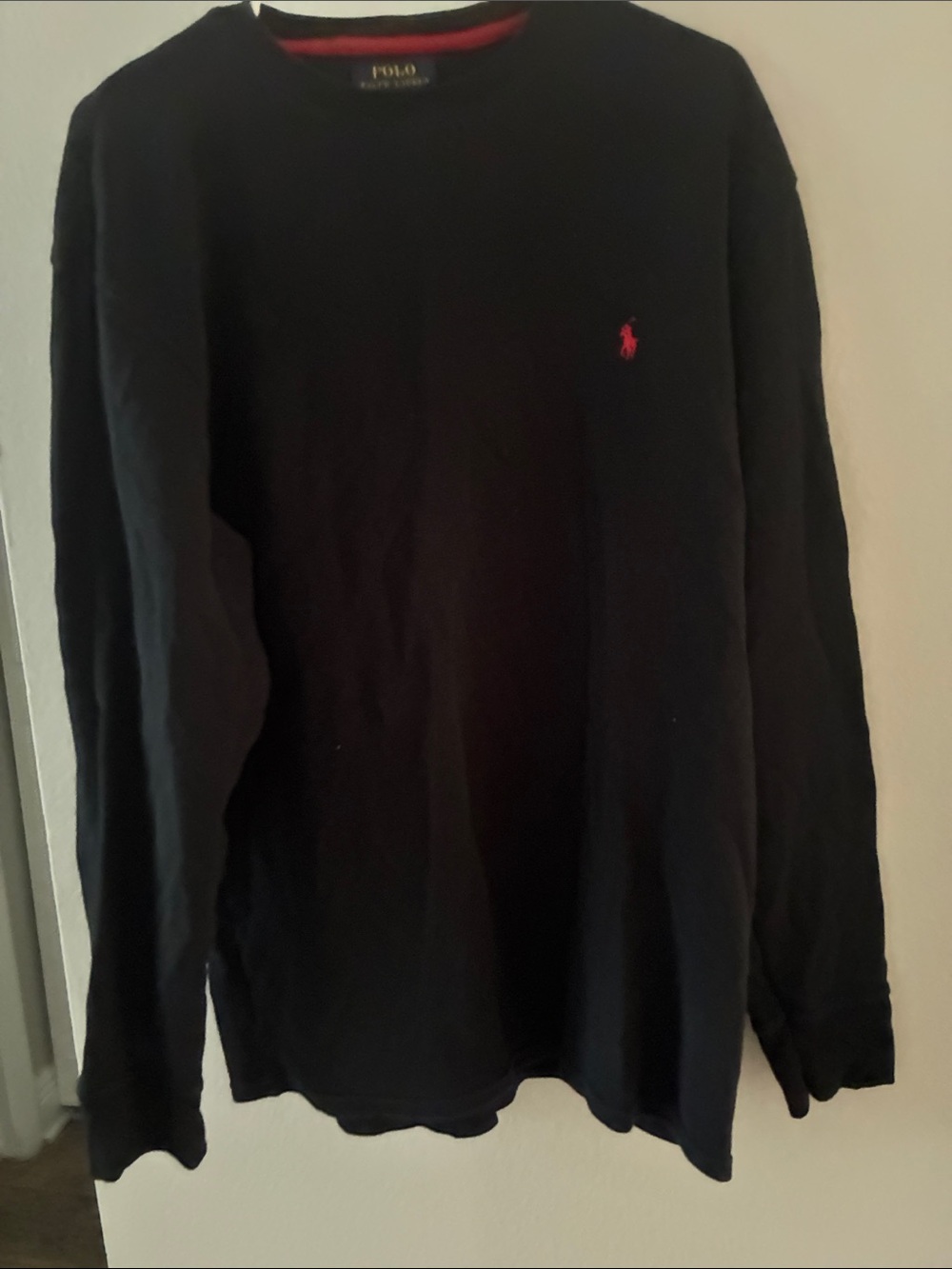 Polo by Ralph Lauren Black Crewneck with Red Logo Detailing